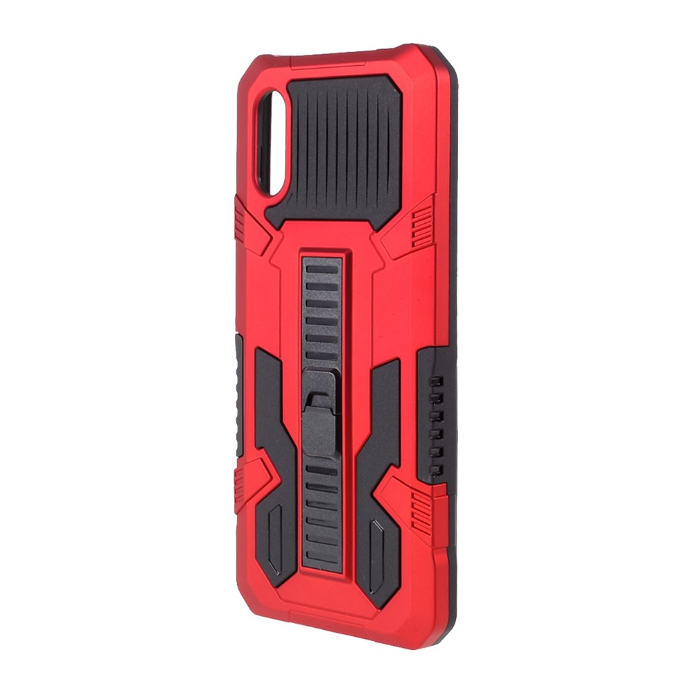 PC + TPU Vanguard Hybrid Kickstand Case with Four Corner Anti-Drop Airbag for Samsung Galaxy A02 - Red-2