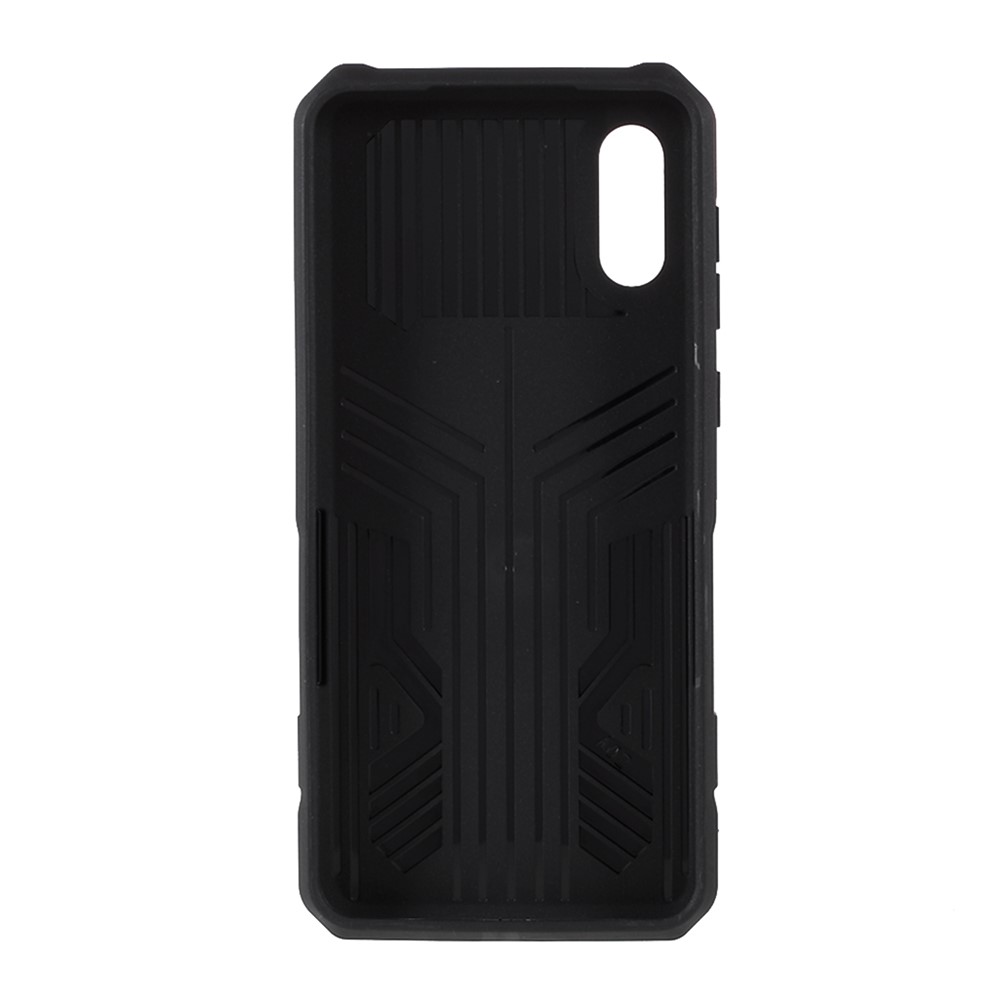 PC + TPU Vanguard Hybrid Kickstand Case with Four Corner Anti-Drop Airbag for Samsung Galaxy A02 - Red-3