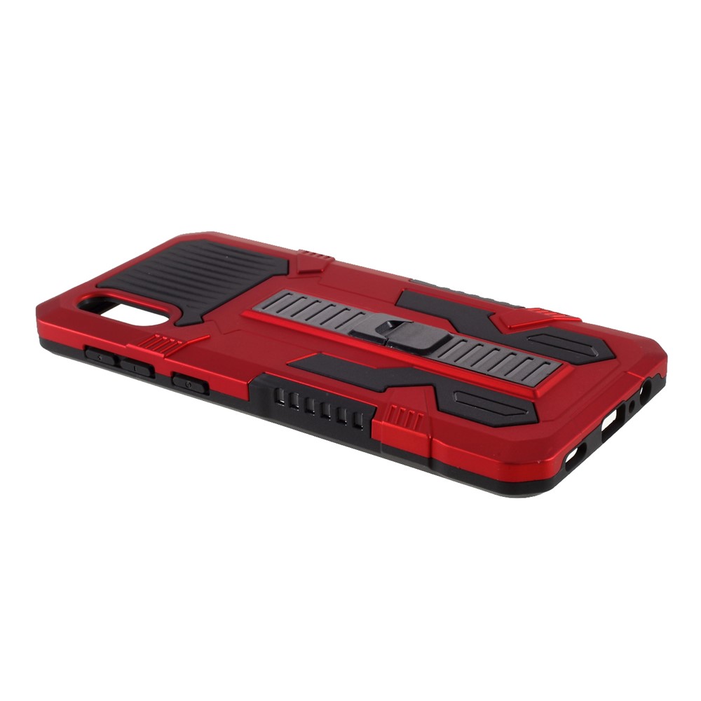 PC + TPU Vanguard Hybrid Kickstand Case with Four Corner Anti-Drop Airbag for Samsung Galaxy A02 - Red-4
