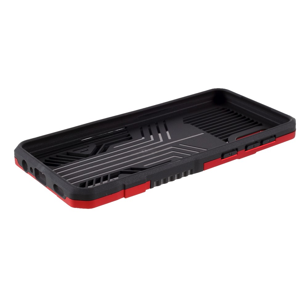 PC + TPU Vanguard Hybrid Kickstand Case with Four Corner Anti-Drop Airbag for Samsung Galaxy A02 - Red-5