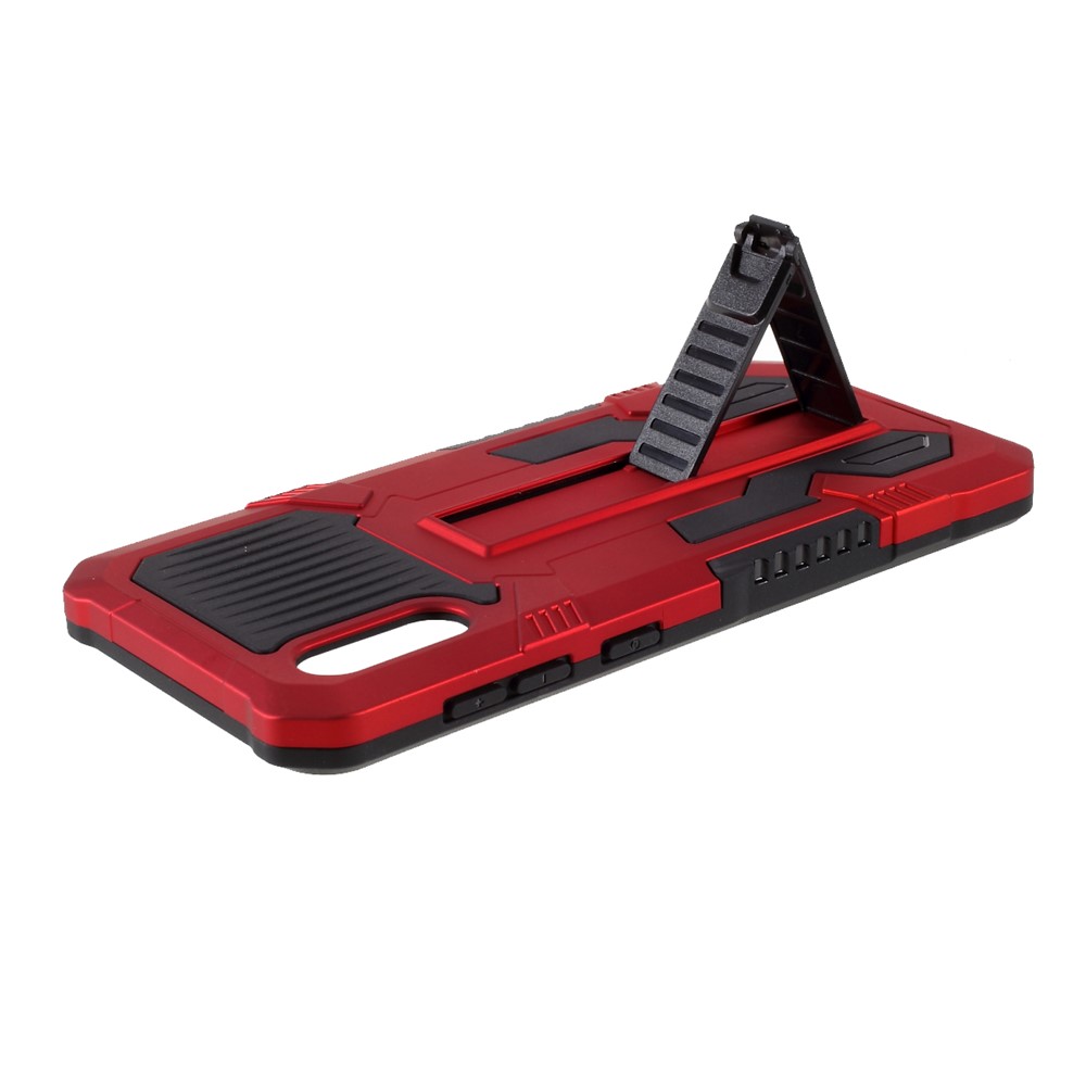 PC + TPU Vanguard Hybrid Kickstand Case with Four Corner Anti-Drop Airbag for Samsung Galaxy A02 - Red-6