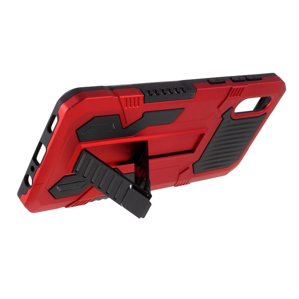 PC + TPU Vanguard Hybrid Kickstand Case with Four Corner Anti-Drop Airbag for Samsung Galaxy A02 - Red-7