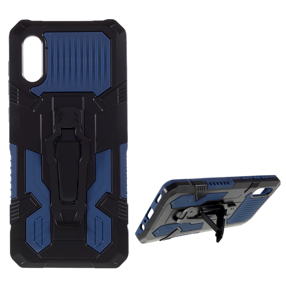 Back Clip Kickstand Design Well-Protected Hybrid Phone Case Shell for Samsung Galaxy A02 - Blue-1