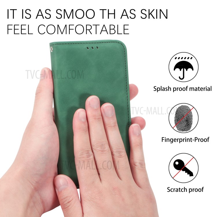 Auto-absorbed Vintage Skin Feeling PU Leather Phone Case for Samsung Galaxy A12 - Green-6