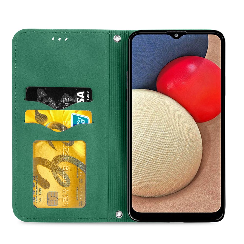 Vintage Skin Feeling PU Leather Phone Case for Samsung Galaxy A02s (164.2x75.9x9.1mm) - Green-3