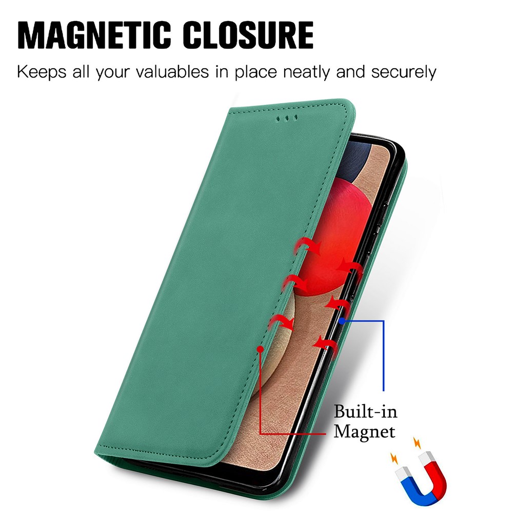 Vintage Skin Feeling PU Leather Phone Case for Samsung Galaxy A02s (164.2x75.9x9.1mm) - Green-4