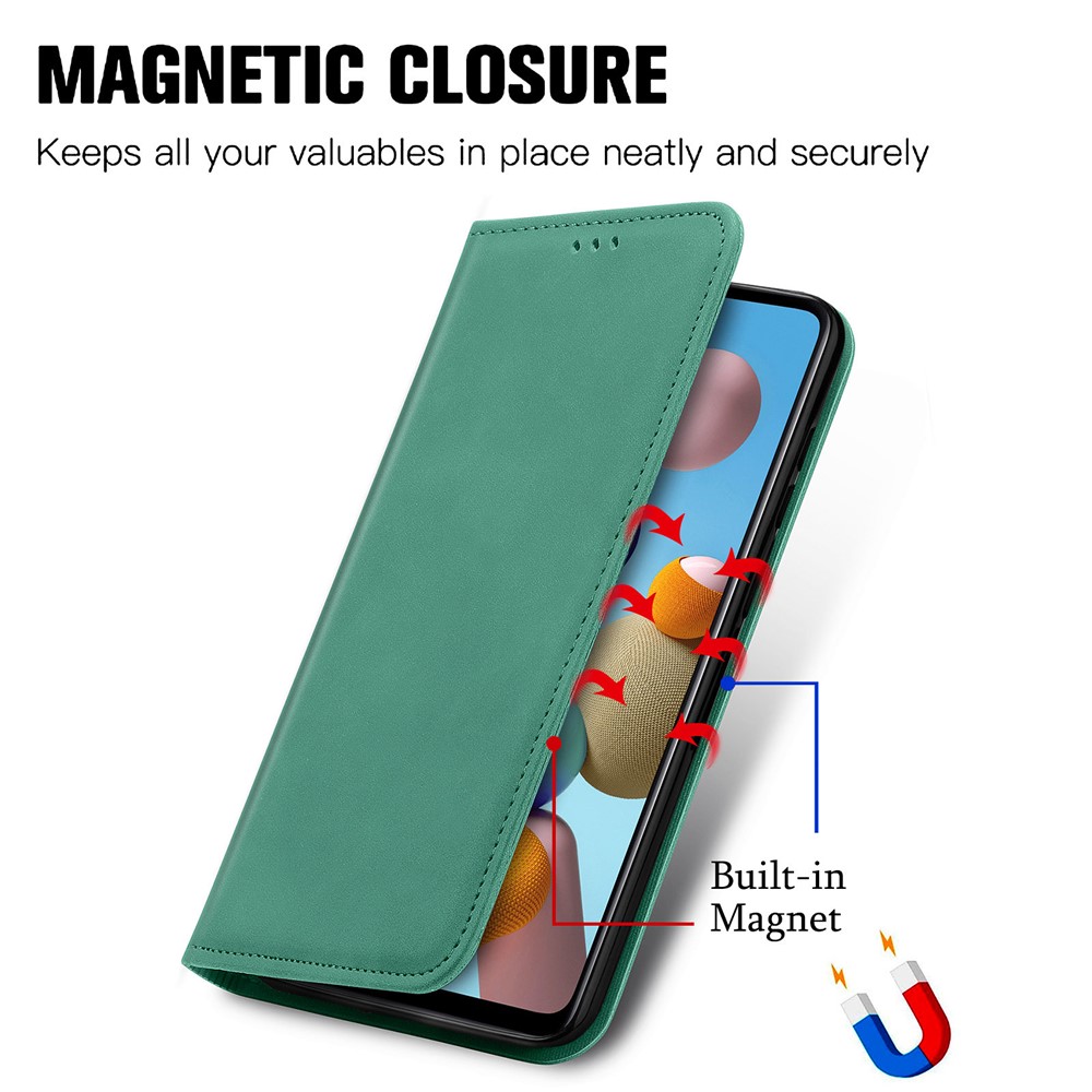 Vintage Skin Feeling PU Leather Phone Case for Samsung Galaxy A21s - Green-4