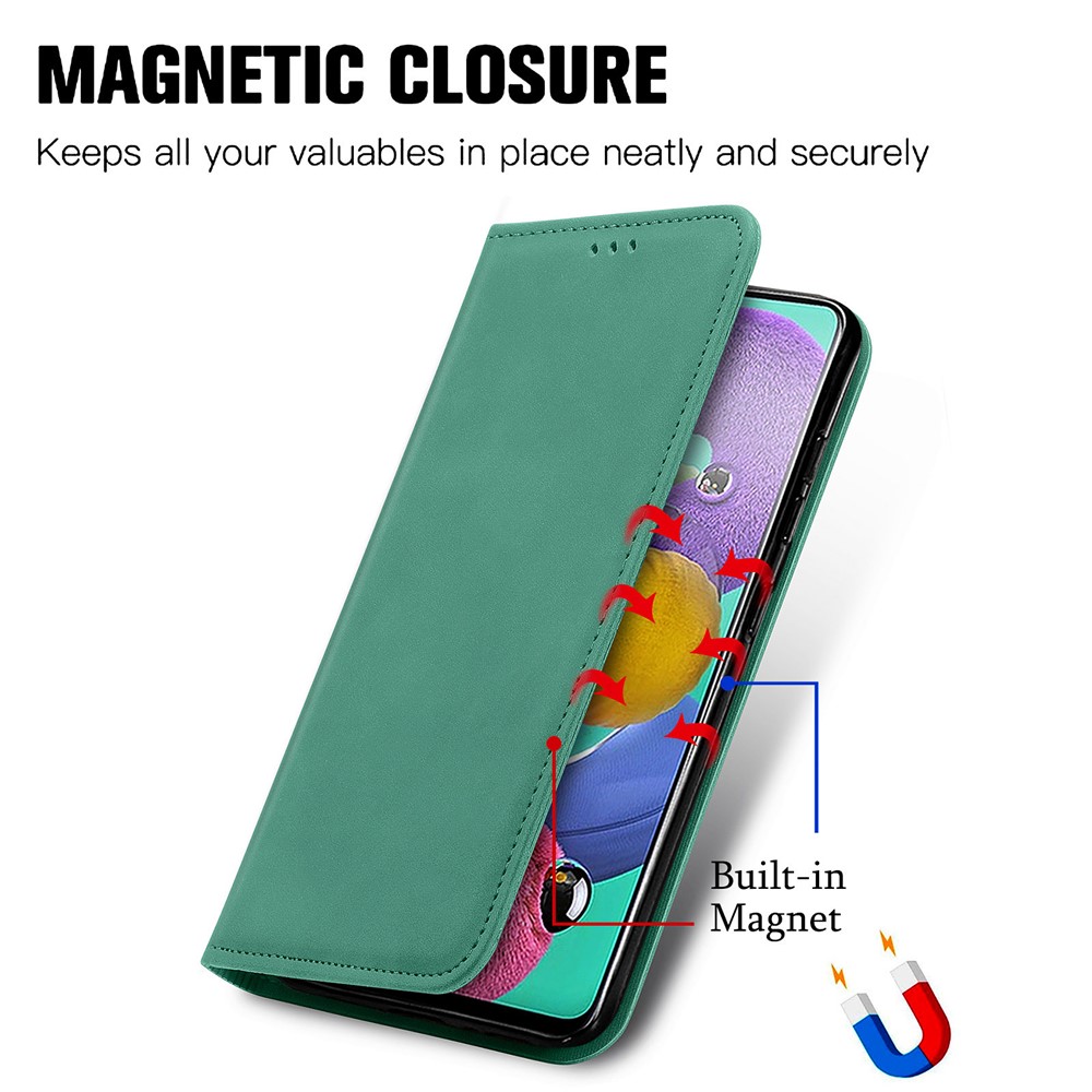 Autp-absorbed Vintage Skin Feeling PU Leather Phone Case for Samsung Galaxy A51 4G SM-A515 - Green-4