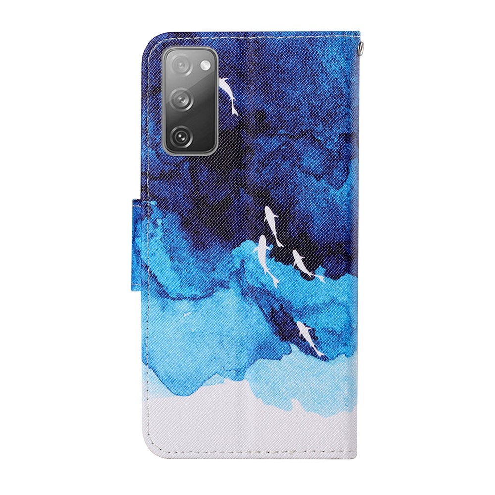 Pattern Printing Wallet Design Phone Cover PU Leather Stand Case with Strap for Samsung Galaxy S20 FE/S20 Fan Edition/S20 FE 5G/S20 Fan Edition 5G - Ocean-8