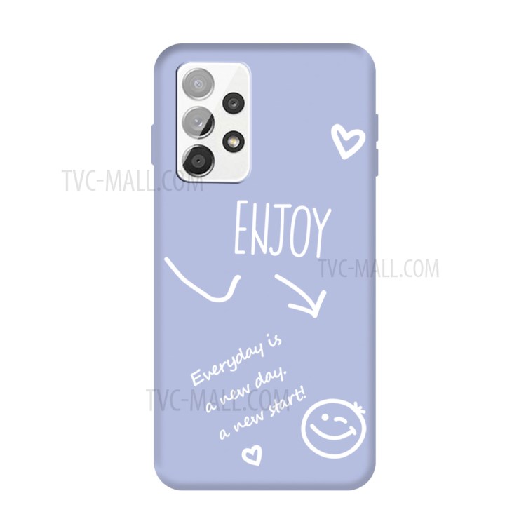 Enjoy Smile Pattern Matte TPU Protector Back Case for Samsung Galaxy A72 5G / 4G - Purple-1