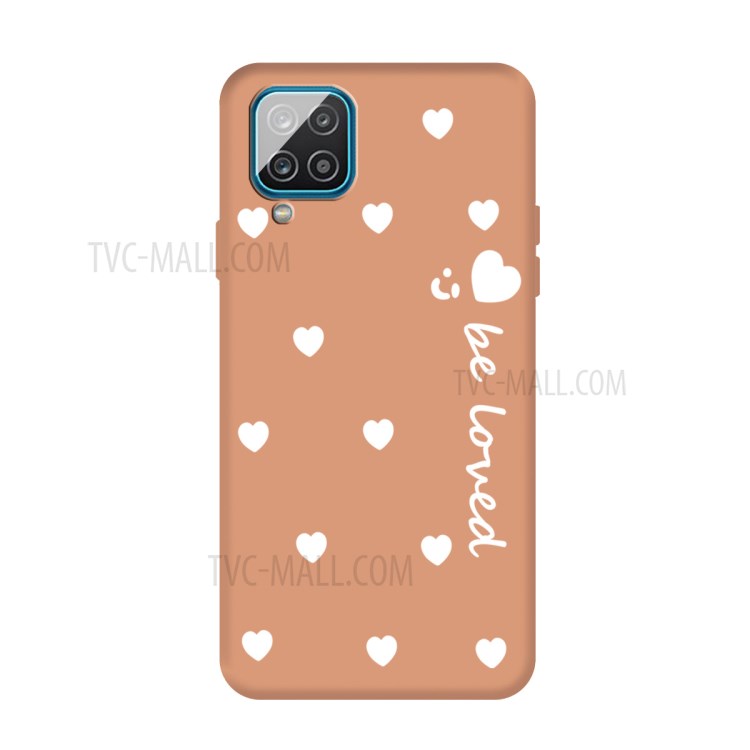 Be Loved Hearts Smile Pattern Soft TPU Cover Matte Skin Case for Samsung Galaxy A12 - Orange-1