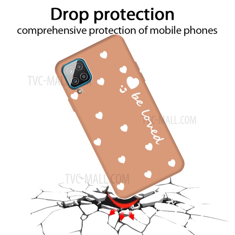 Be Loved Hearts Smile Pattern Soft TPU Cover Matte Skin Case for Samsung Galaxy A12 - Orange-2