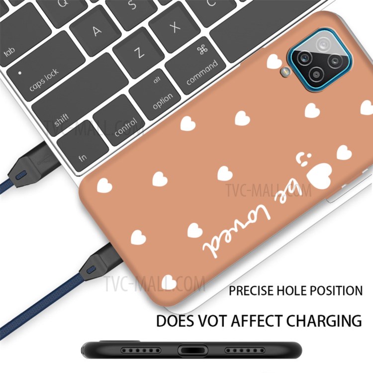 Be Loved Hearts Smile Pattern Soft TPU Cover Matte Skin Case for Samsung Galaxy A12 - Orange-3