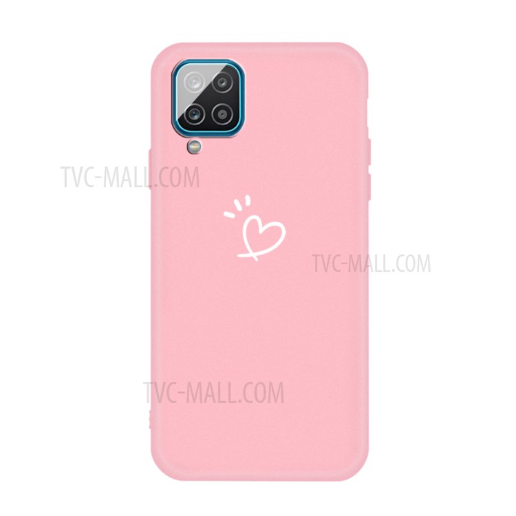 Love Heart Pattern Matte TPU Mobile Casing for Samsung Galaxy A12 Phone Protector Shell - Pink-1