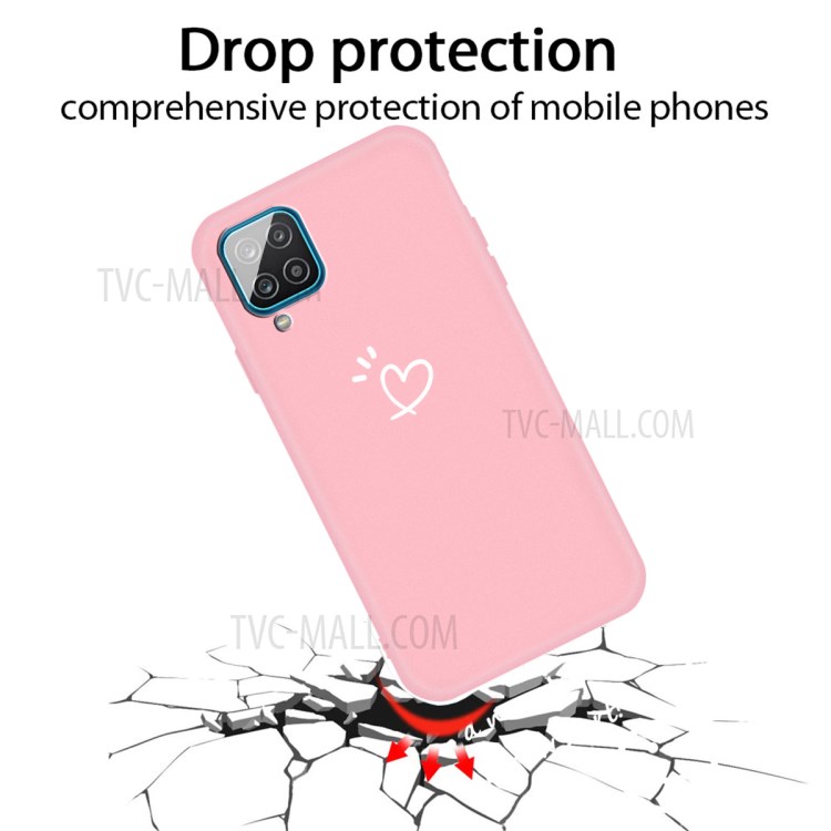 Love Heart Pattern Matte TPU Mobile Casing for Samsung Galaxy A12 Phone Protector Shell - Pink-2