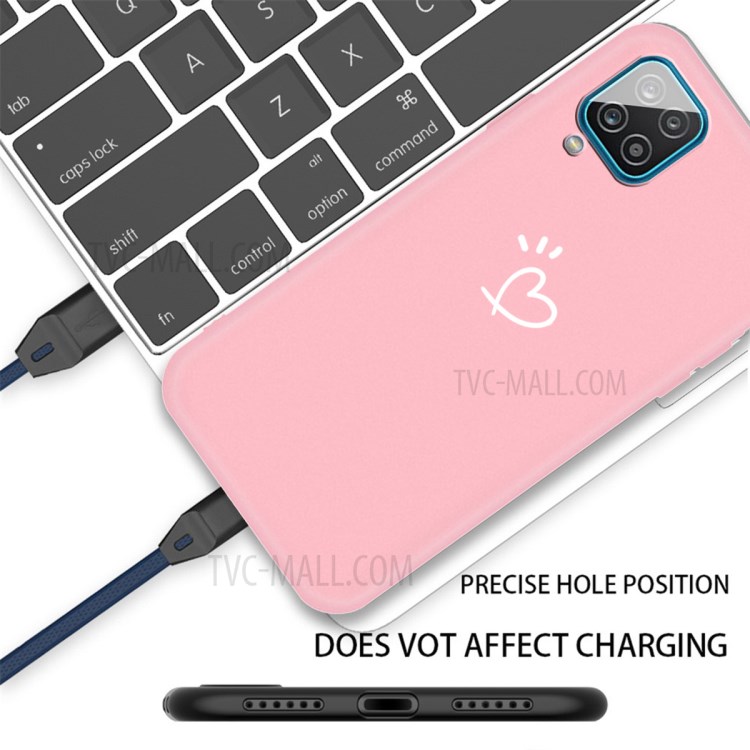 Love Heart Pattern Matte TPU Mobile Casing for Samsung Galaxy A12 Phone Protector Shell - Pink-3