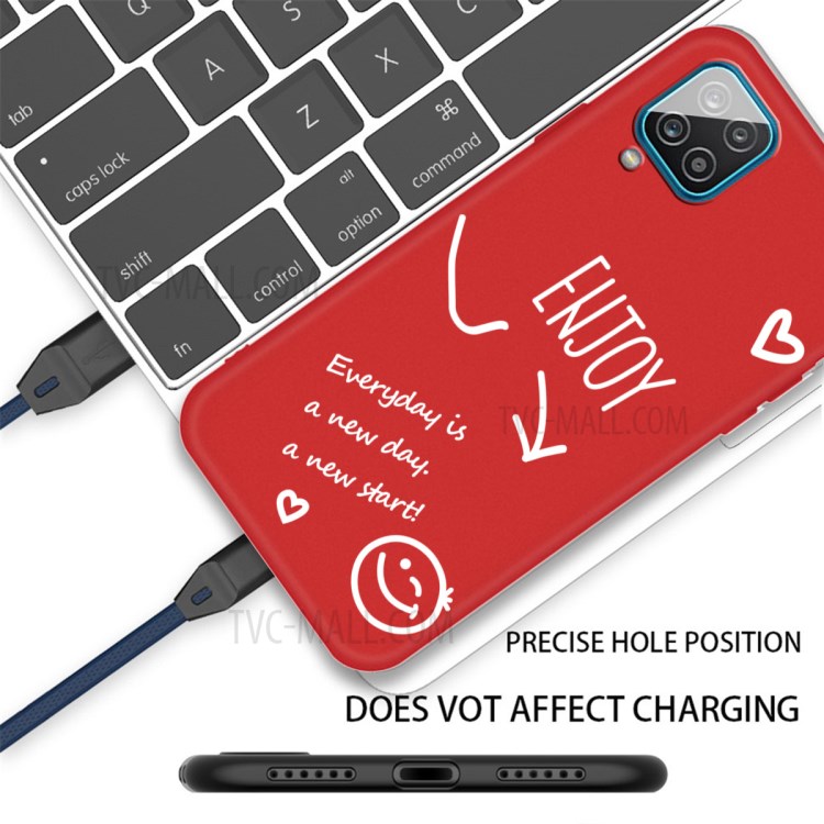 Enjoy Smile Pattern Frosted Matte TPU Protection Phone Case for Samsung Galaxy A12 - Red-3