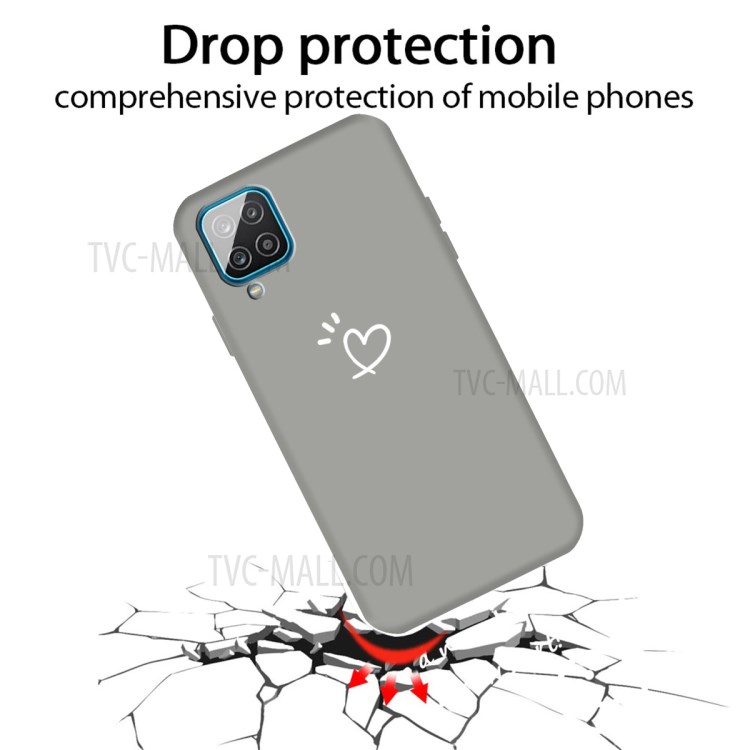 Sweet Love Heart Pattern Matte TPU Back Shell Cover for Samsung Galaxy A42 5G - Grey-2