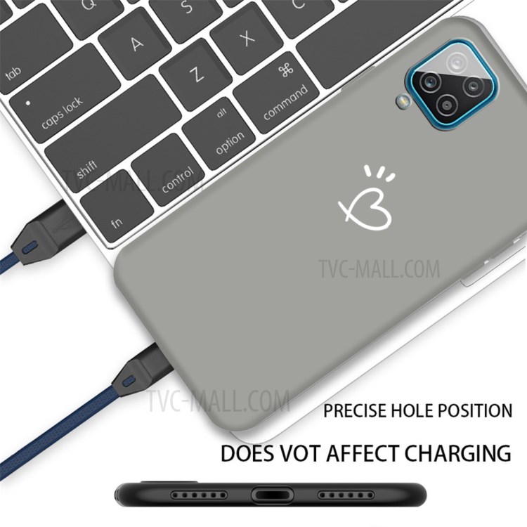 Sweet Love Heart Pattern Matte TPU Back Shell Cover for Samsung Galaxy A42 5G - Grey-3