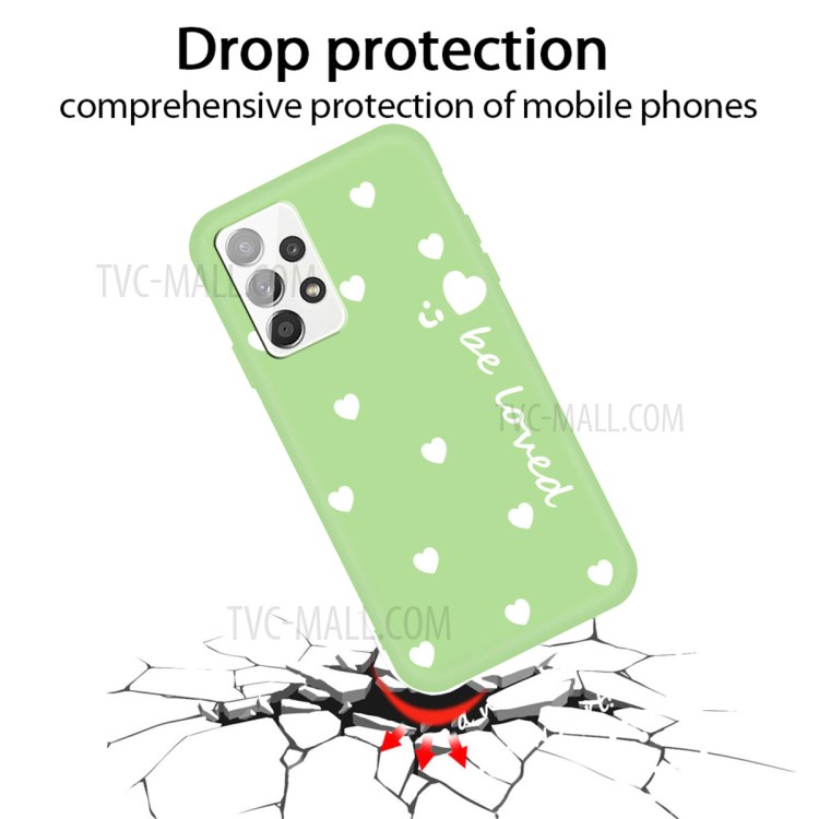 Be Loved Hearts Smile Design TPU Phone Cover for Samsung Galaxy A32 4G (EU Version) - Green-3
