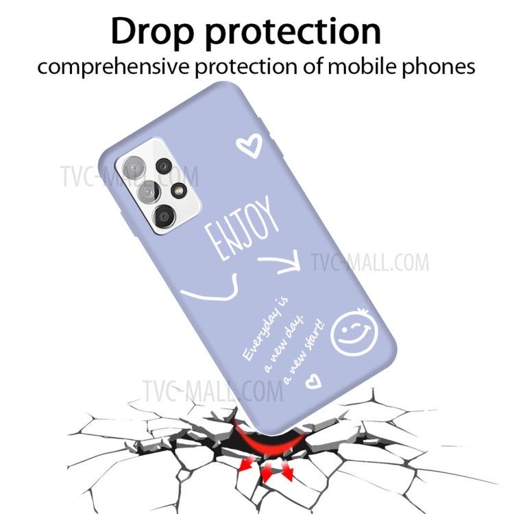 Goditi la Copertina Del Telefono Con Back Tpu Opaco Stampato Per il Sorriso Per Samsung Galaxy A32 4G (versione Ue) - Viola