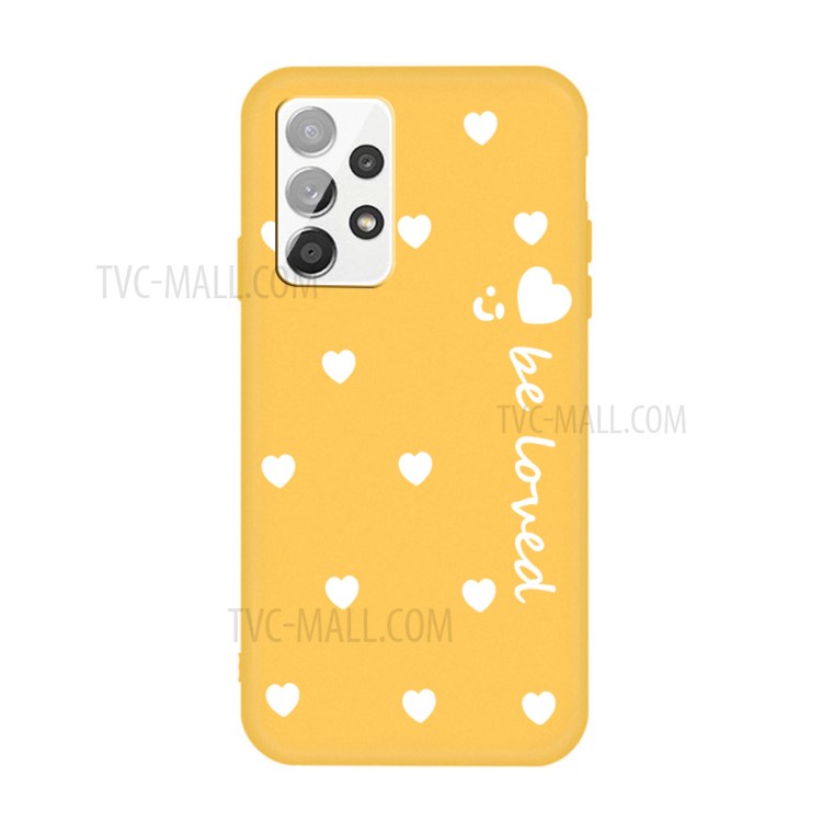 Soyez Aimé Coeurs Smile Pattern TPU Couverture de Téléphone Mobile Pour Samsung Galaxy A32 5G / M32 5G - Jaune