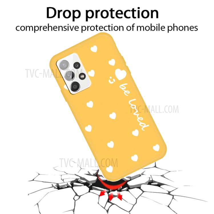 Soyez Aimé Coeurs Smile Pattern TPU Couverture de Téléphone Mobile Pour Samsung Galaxy A32 5G / M32 5G - Jaune