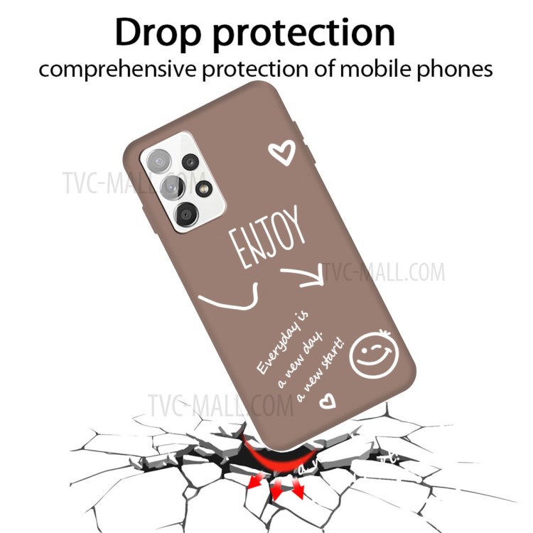 Profitez De Sourire Modèle TPU Matte TPU Accessoire Téléphonique Pour Samsung Galaxy A32 5G - Kaki-3