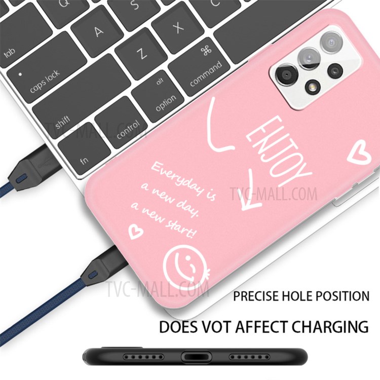Matte Soft TPU Case with Enjoy Smile Pattern for Samsung Galaxy A52 5G / 4G - Pink-2
