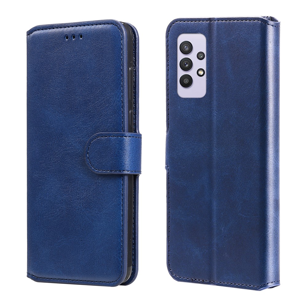 Quality Wallet Stand Flip Leather Phone Case for Samsung Galaxy A32 4G (EU Version) - Blue-1