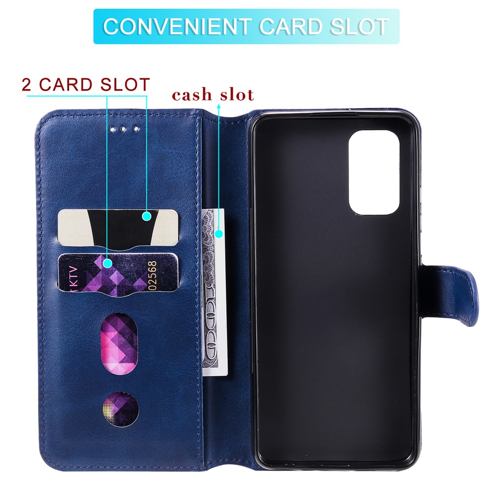 Quality Wallet Stand Flip Leather Phone Case for Samsung Galaxy A32 4G (EU Version) - Blue-4