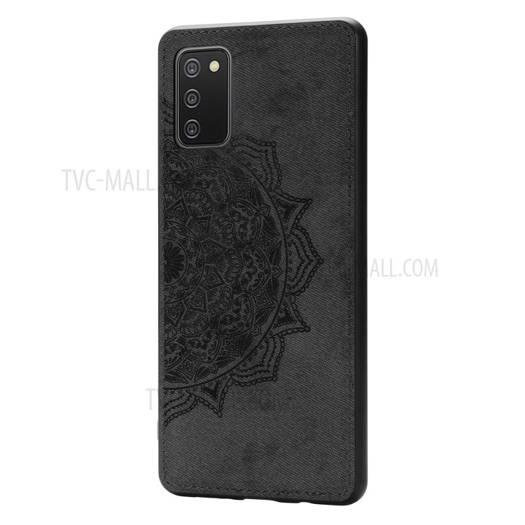 Imprint Mandala Flower Leather Coated PC + TPU Phone Case for Samsung Galaxy A02s (164.2x75.9x9.1mm) - Black-1