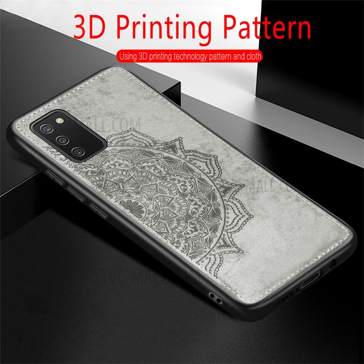 Imprint Mandala Flower Leather Coated PC + TPU Phone Case for Samsung Galaxy A02s (164.2x75.9x9.1mm) - Black-11