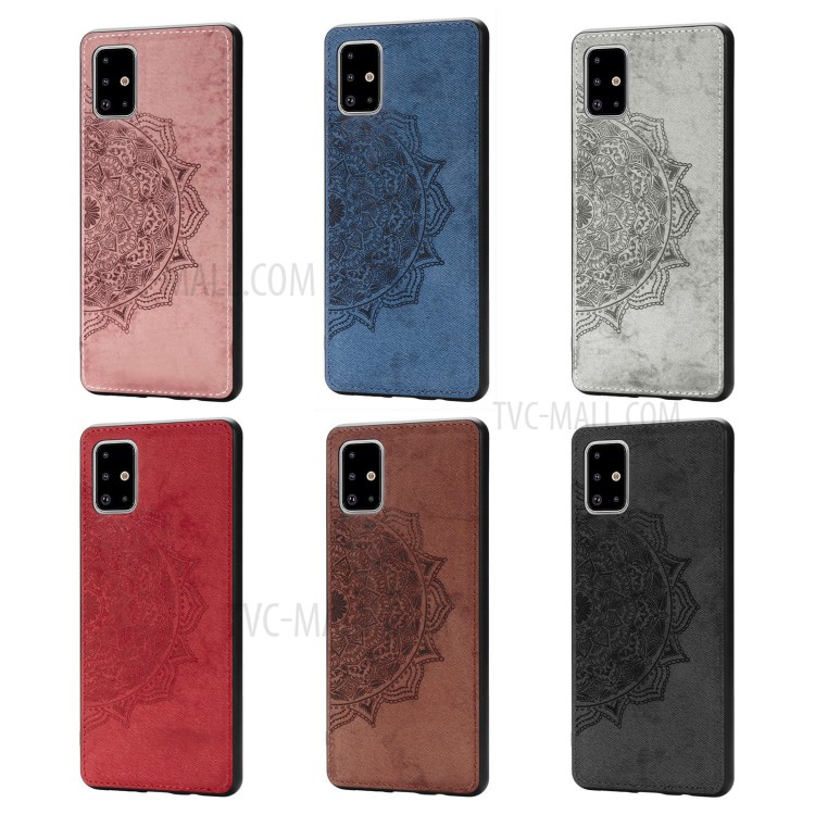 Imprint Mandala Flower Leather Coated PC + TPU Phone Case for Samsung Galaxy A02s (164.2x75.9x9.1mm) - Black-12