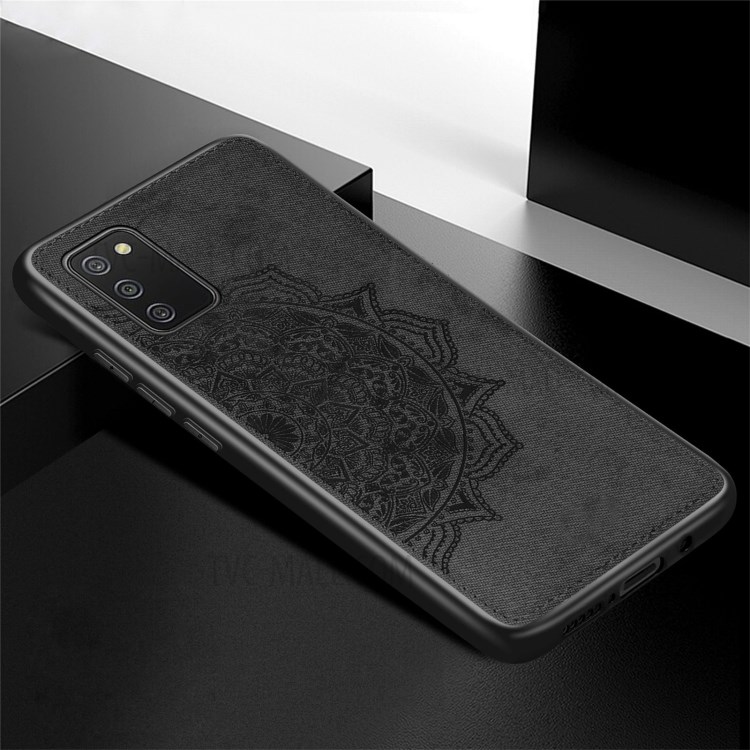 Imprint Mandala Flower Leather Coated PC + TPU Phone Case for Samsung Galaxy A02s (164.2x75.9x9.1mm) - Black-3