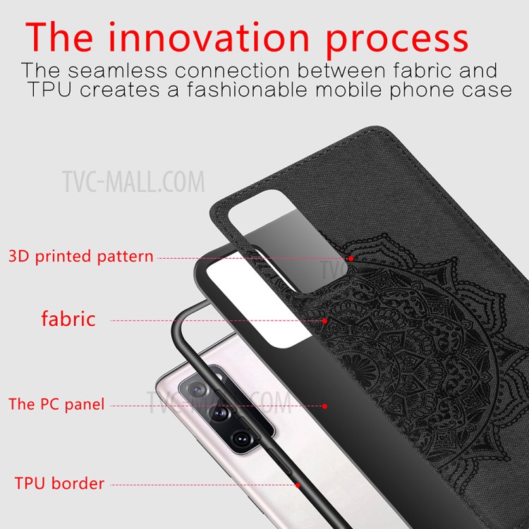 Imprint Mandala Flower Leather Coated PC + TPU Phone Case for Samsung Galaxy S20 FE/S20 Fan Edition/S20 FE 5G/S20 Fan Edition 5G - Black-5