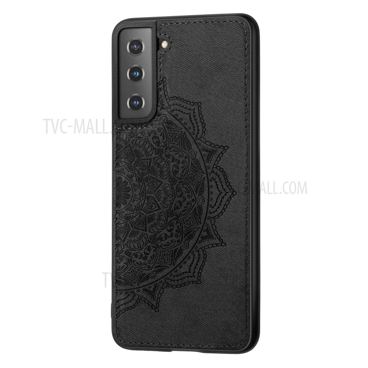 Etui De Téléphone Enduit En Cuir De Fleur Mandala Mandala Pour Samsung Galaxy S21 + 5G - Noir-1
