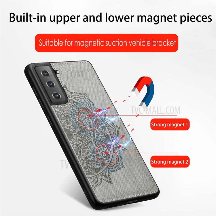 Etui De Téléphone Enduit En Cuir De Fleur Mandala Mandala Pour Samsung Galaxy S21 + 5G - Noir-10