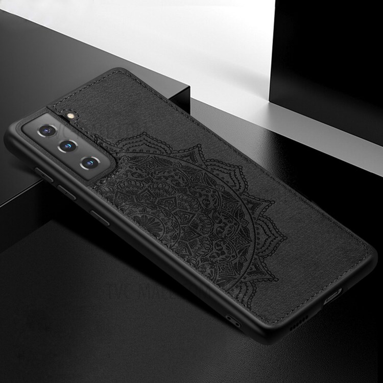 Etui De Téléphone Enduit En Cuir De Fleur Mandala Mandala Pour Samsung Galaxy S21 + 5G - Noir-3