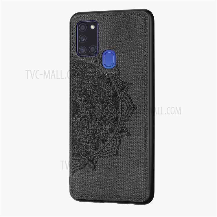 Imprint Mandala Flower Leather Coated PC + TPU Phone Case for Samsung Galaxy A21s (EU Version) - Black-1