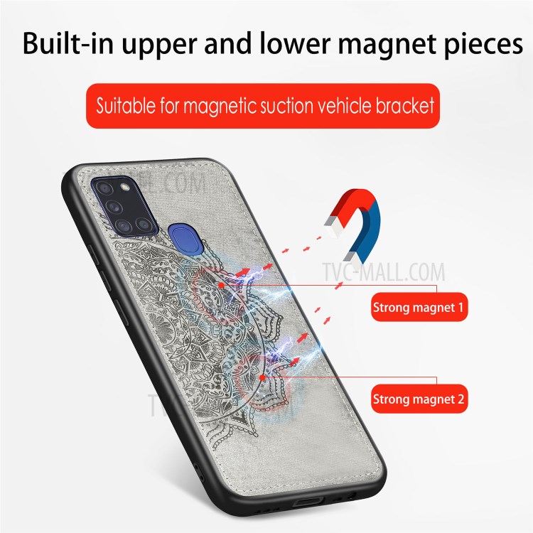 Imprint Mandala Flower Leather Coated PC + TPU Phone Case for Samsung Galaxy A21s (EU Version) - Black-10