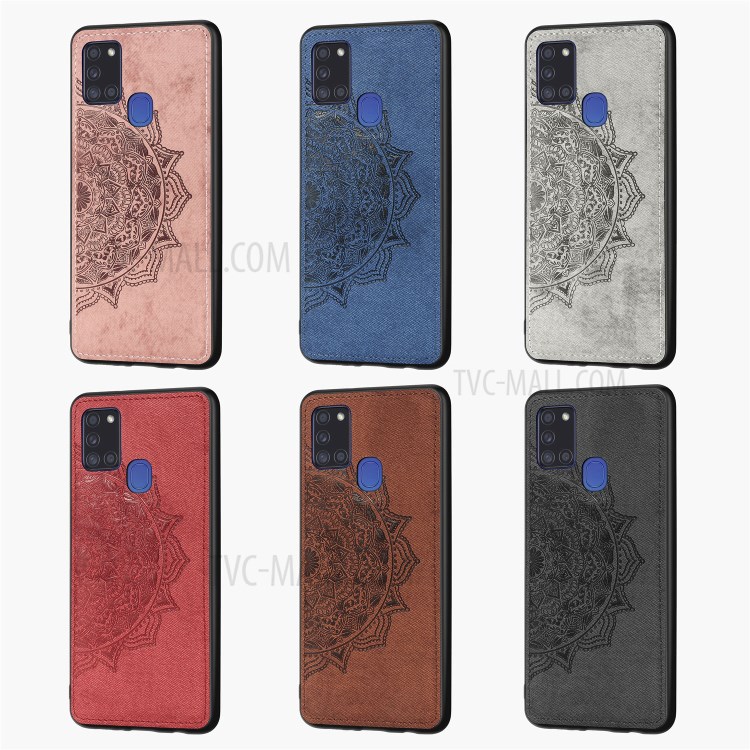 Imprint Mandala Flower Leather Coated PC + TPU Phone Case for Samsung Galaxy A21s (EU Version) - Black-12