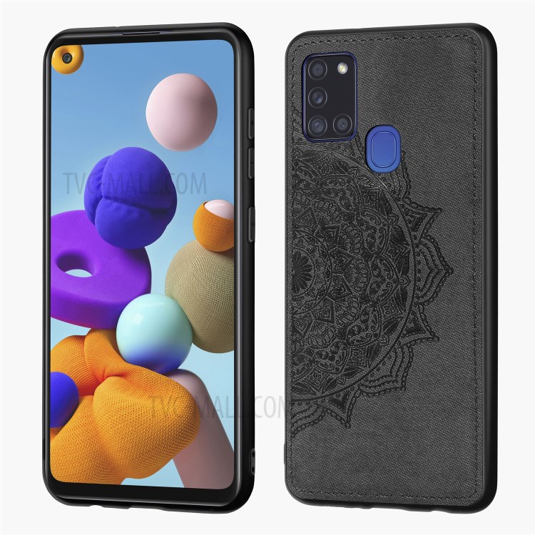 Imprint Mandala Flower Leather Coated PC + TPU Phone Case for Samsung Galaxy A21s (EU Version) - Black-2