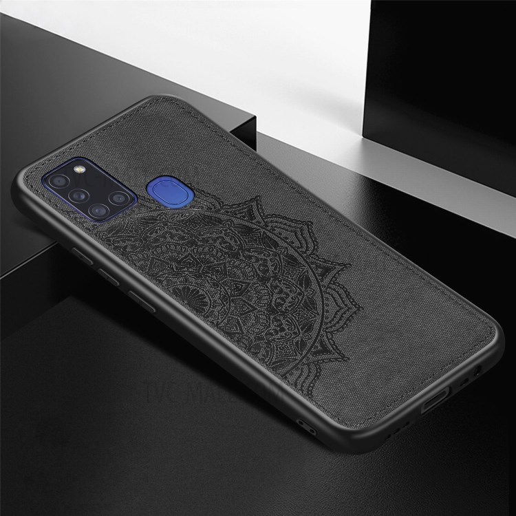 Imprint Mandala Flower Leather Coated PC + TPU Phone Case for Samsung Galaxy A21s (EU Version) - Black-3