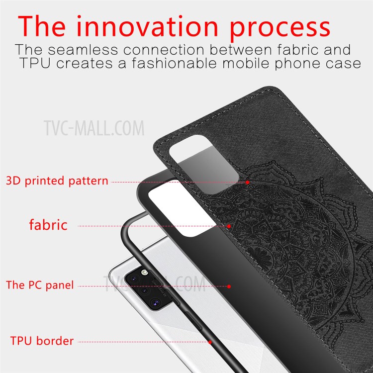 Imprint Mandala Flower Leather Coated PC + TPU Combo Shell for Samsung Galaxy A41 (Global Version) - Black-5