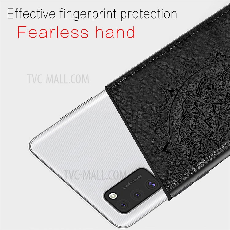 Imprint Mandala Flower Leather Coated PC + TPU Combo Shell for Samsung Galaxy A41 (Global Version) - Black-6
