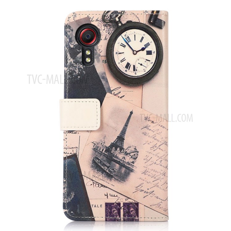 Pattern Printing Stand Wallet PU Leather Phone Cover Shell Protector for Samsung Galaxy Xcover 5 - Tower and Feather-6