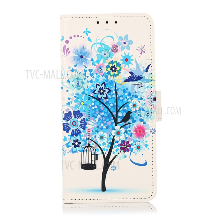 Pattern Printing Stand Wallet PU Leather Phone Cover Shell Protector for Samsung Galaxy Xcover 5 - Blue Tree-6