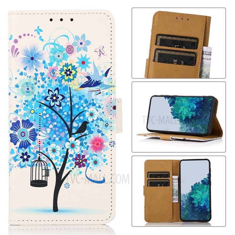 Pattern Printing Stand Wallet PU Leather Phone Cover Shell Protector for Samsung Galaxy Xcover 5 - Blue Tree-7