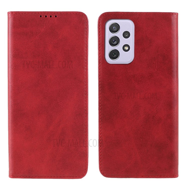Auto-absorbed Wallet Stand Leather Case for Samsung Galaxy A72 5G/4G - Wine Red-1